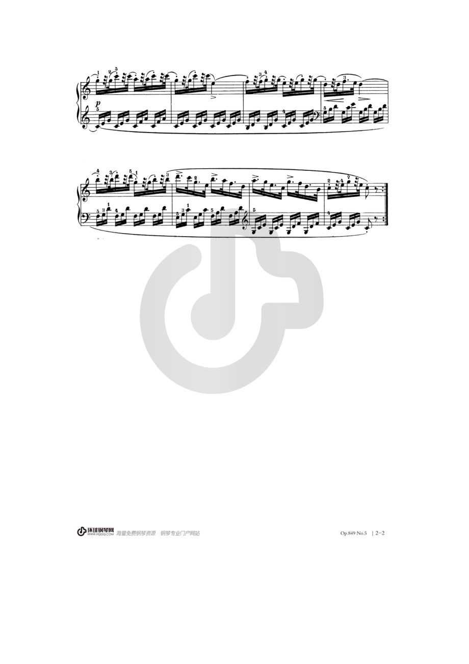 车尔尼《流畅练习曲 Op.849》——No.5 钢琴谱.docx_第2页