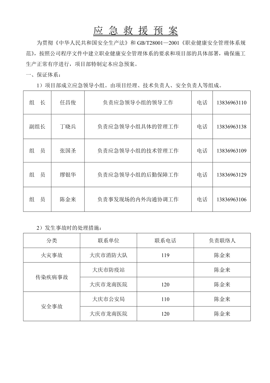 小区工程住宅楼应急救援预案.doc_第1页