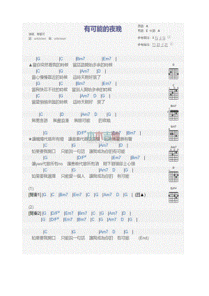 有可能的夜晚吉他谱 吉他谱_1.docx