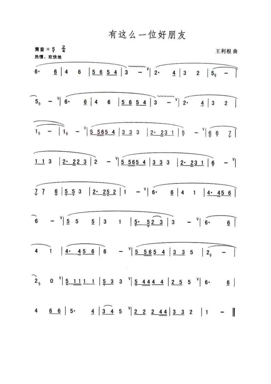有这么一位好朋友 葫芦丝曲谱.docx_第1页