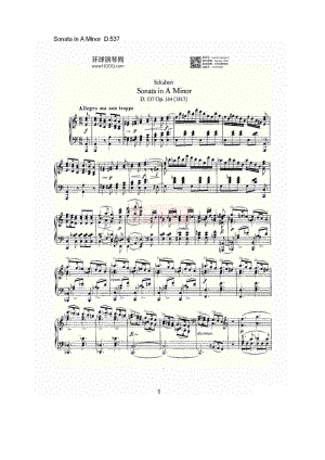 Sonata in A Minor D.537（A小调奏鸣曲 D.537） 钢琴谱.docx