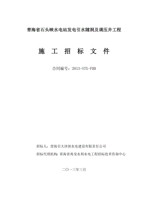 水电站发电引水隧洞及调压井工程施工招标文件.doc