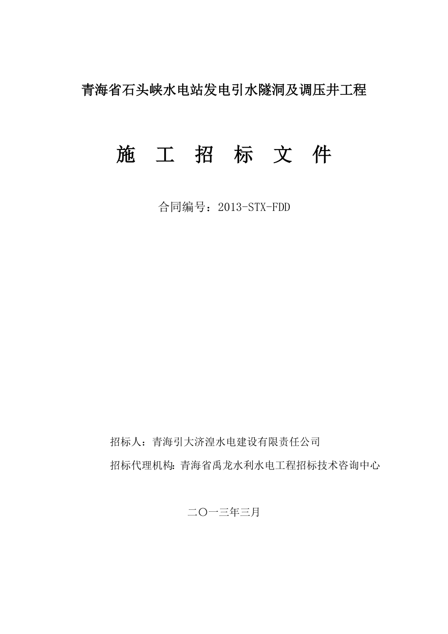 水电站发电引水隧洞及调压井工程施工招标文件.doc_第1页