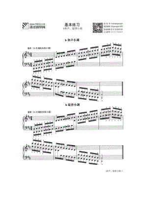 基本练习 第三套 b和声、旋律小调（选自武汉音乐学院钢琴考级教程八级） 钢琴谱.docx