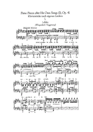 首歌曲改编曲 6 Piano Transcriptions of Songs Op.41 钢琴谱.docx