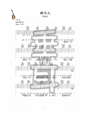 那个人吉他谱六线谱 周延英 D调指法编配 垂耳吉他编配制作学习的朋友请参考弹唱视频演示 吉他谱.docx
