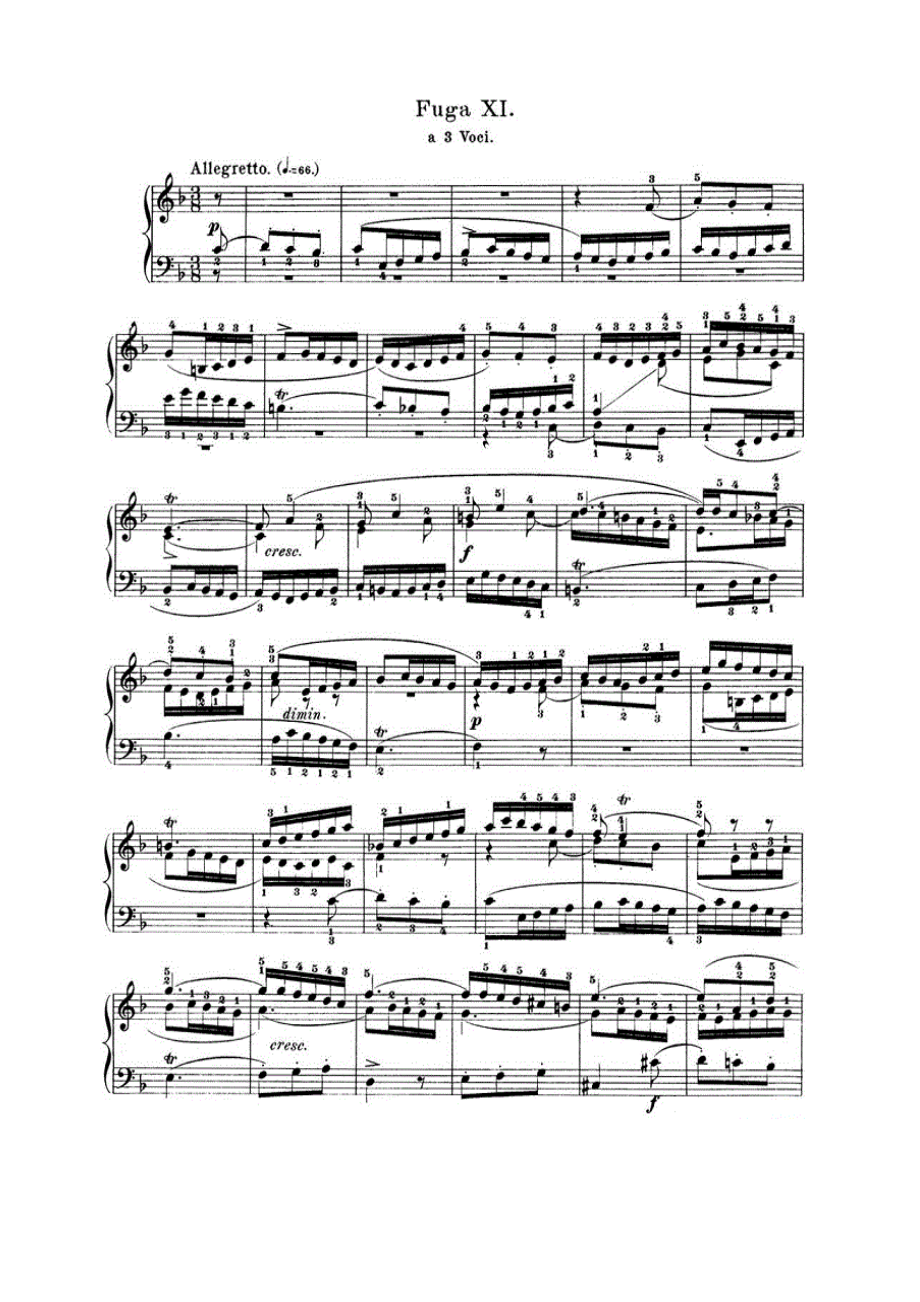 巴赫《平均律钢琴曲集·第一卷》之赋格曲（NO.11） 钢琴谱.docx_第1页