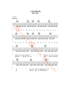 电影《一百年很长吗》同名主题曲黄渤《一百年很长吗》吉他谱六线谱 C调指法编配【胡sir音乐教室编配制作】 吉他谱_1.docx