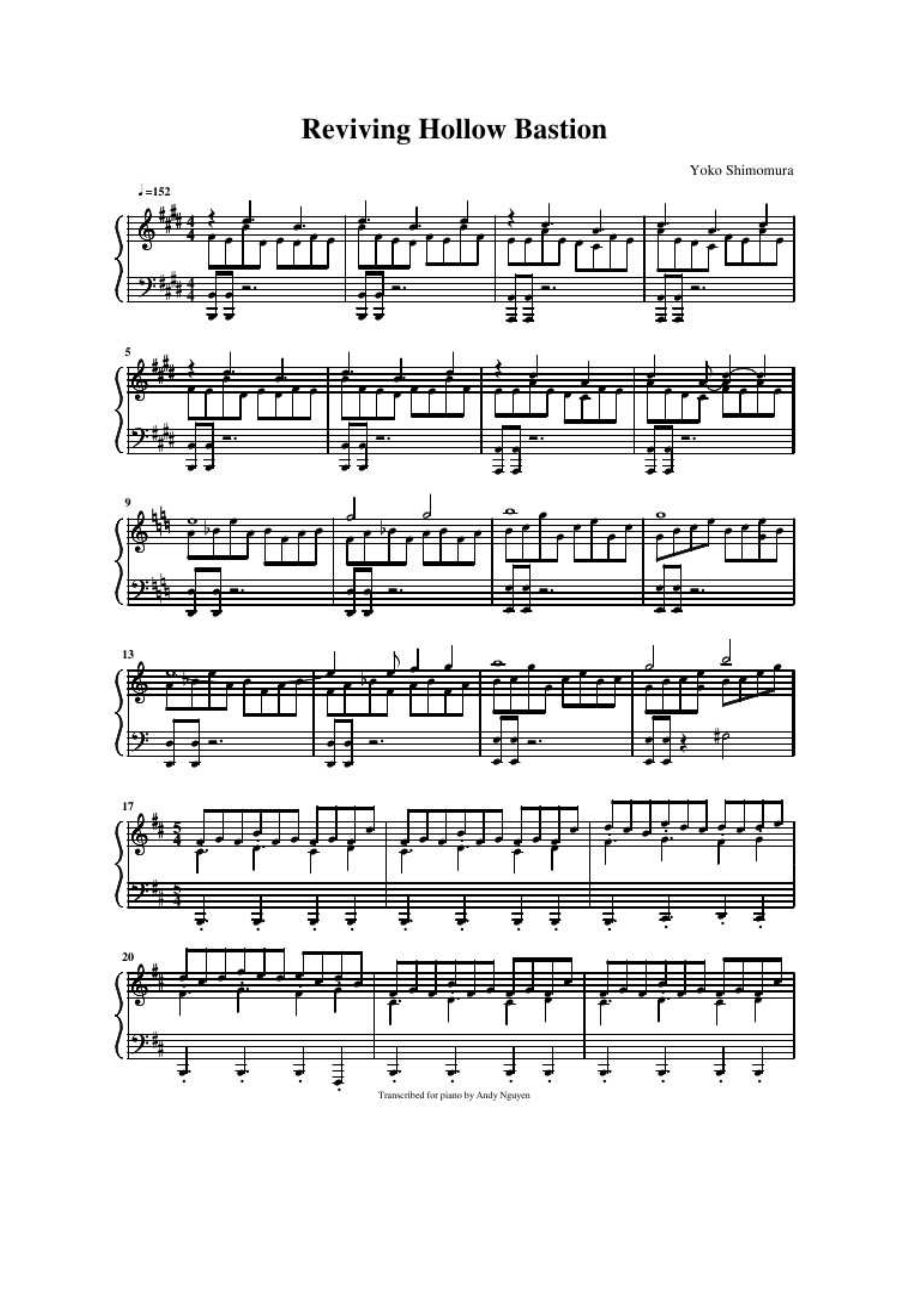 Kingdom Hearts 国王之心 钢琴谱_20.docx_第1页