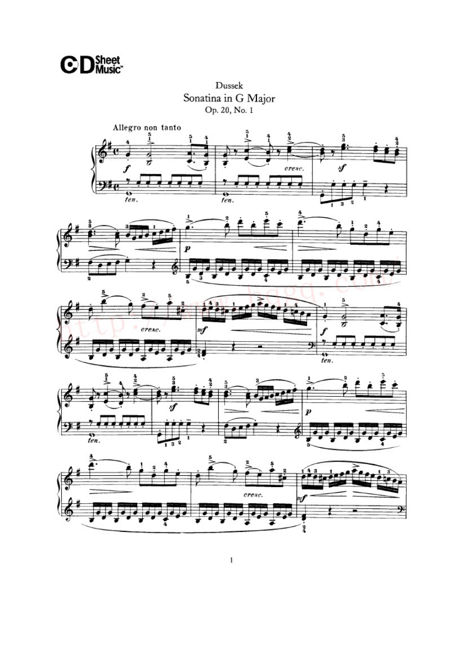 首钢琴小奏鸣曲 6 Sonatines Op.20 钢琴谱.docx_第1页