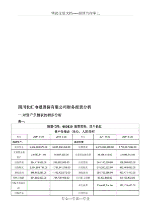 四川长虹财务报表分析.doc