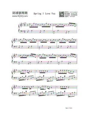 Spring I Love You（韩剧《绅士的品格》插曲 ） 钢琴谱.docx