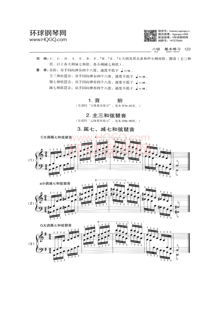 A1 音阶主三和弦琶音属七、减七和弦琶音 钢琴谱.docx_第1页