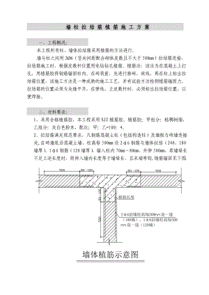 墙柱拉结筋植筋施工方案.doc