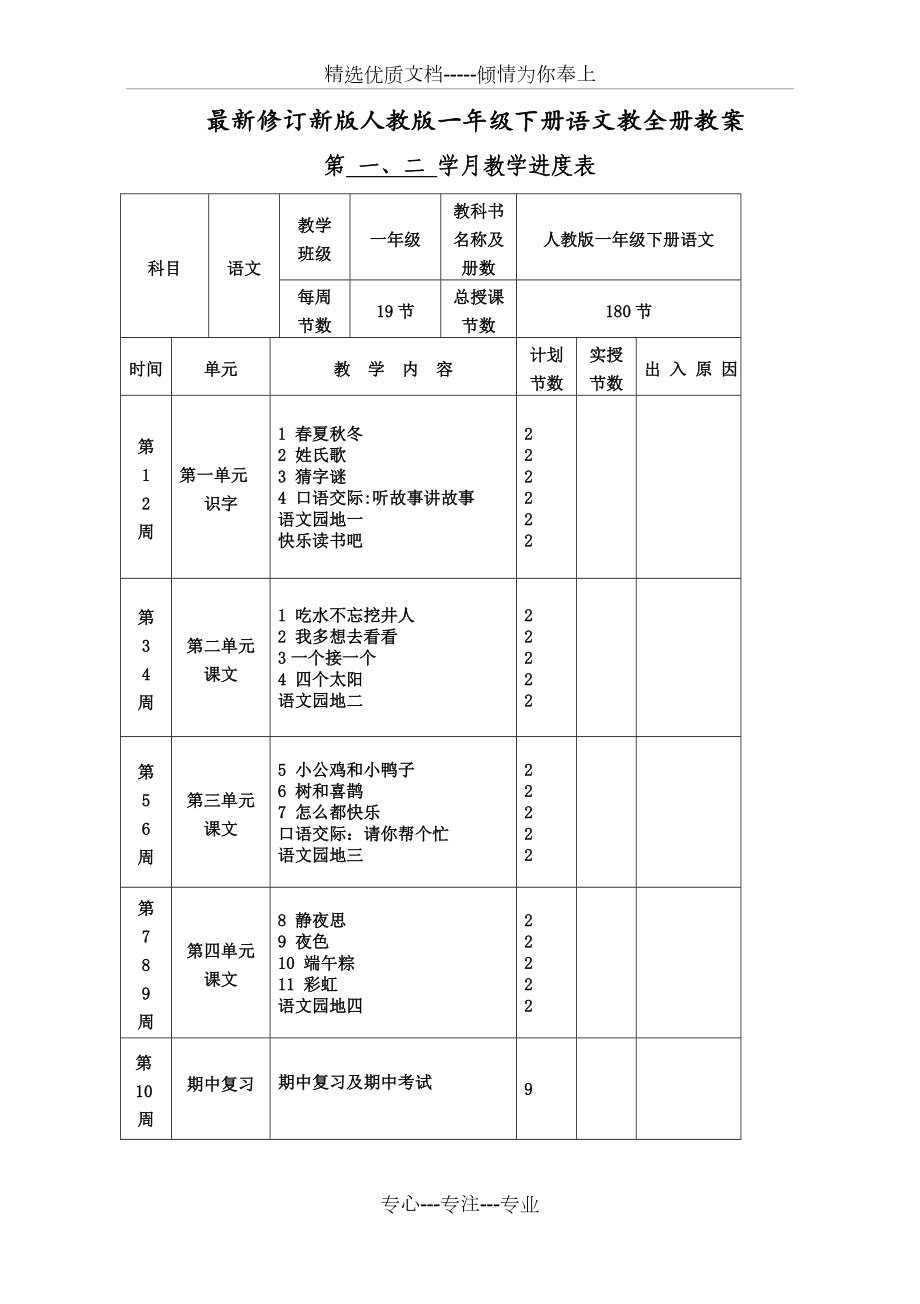 新版人教版一年级下册语文全册教案教学设计(修订).doc_第1页