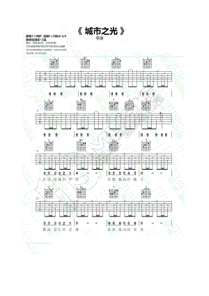 李健《城市之光》吉他谱六线谱 C转bE调指法编配【胡sir音乐教室】变调夹位置男生推荐2品女生可不夹 吉他谱.docx
