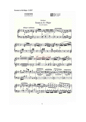 Sonata in Ab Major D.557（Ab大调奏鸣曲 D.557） 钢琴谱.docx