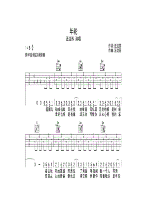 汪苏泷《年轮》吉他谱《年轮》是电视剧《花千骨》中的插曲由汪苏泷作词作曲并演唱以创作人的角度诠释《花千骨》千世虐恋 吉他谱.docx