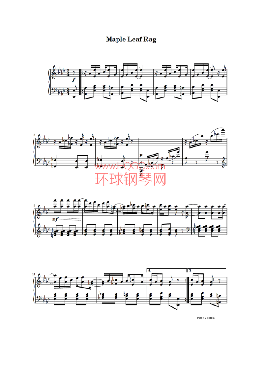 Maple Leaf Rag 钢琴谱_1.docx_第1页