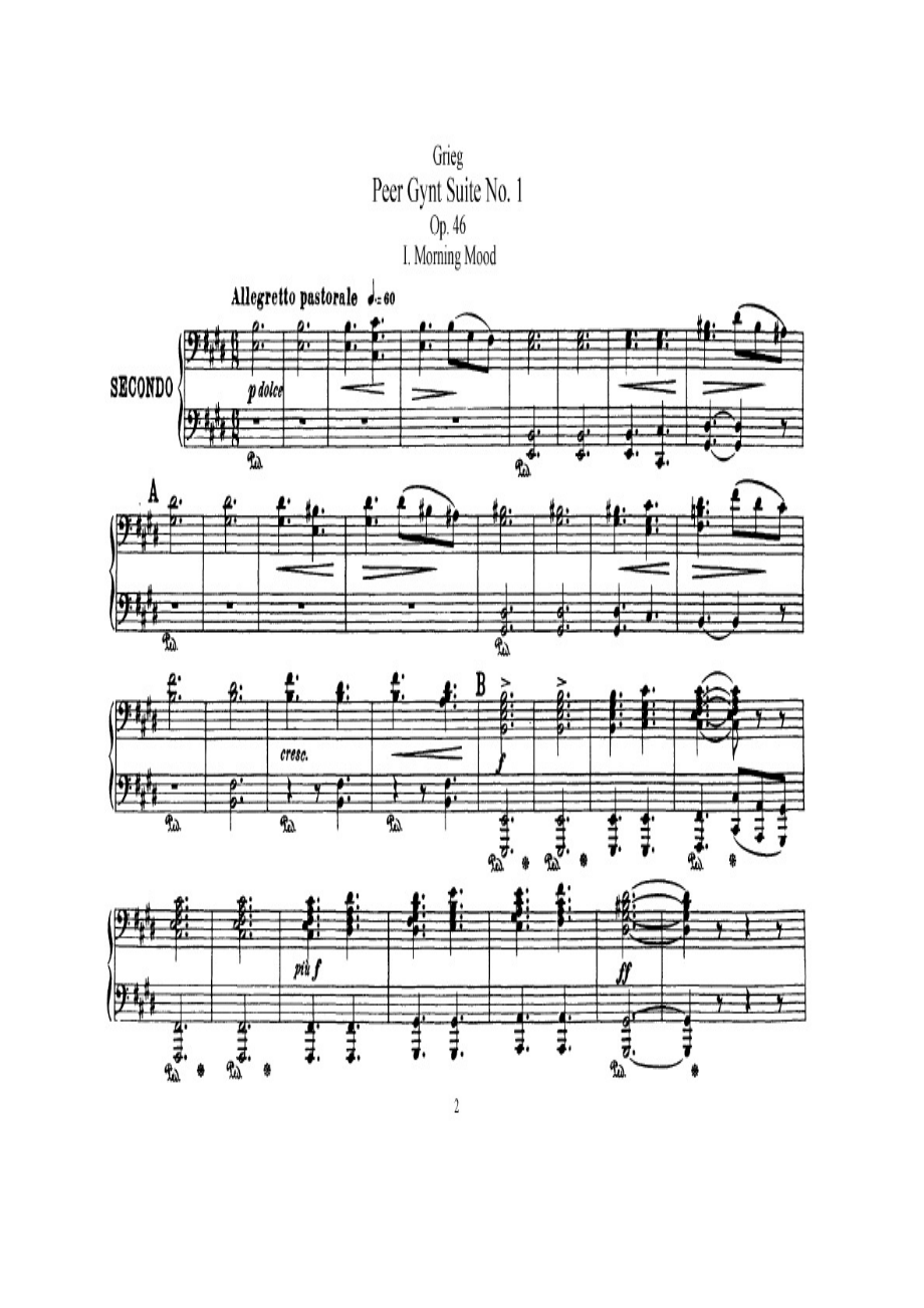 培尔·金特组曲 Peer Gynt Suite 钢琴谱_2.docx_第1页