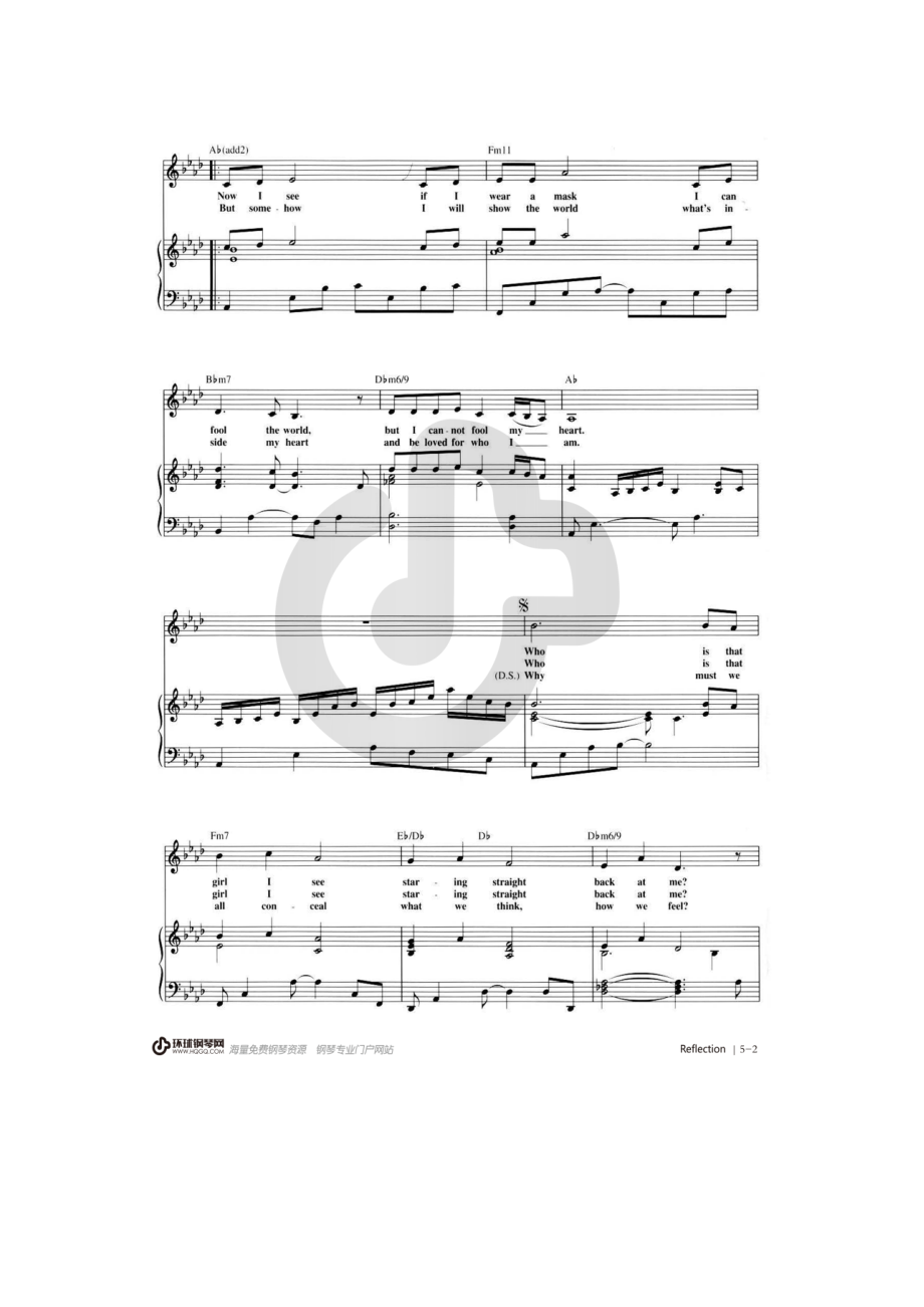 Reflection（弹唱谱）——迪士尼 钢琴谱.docx_第2页