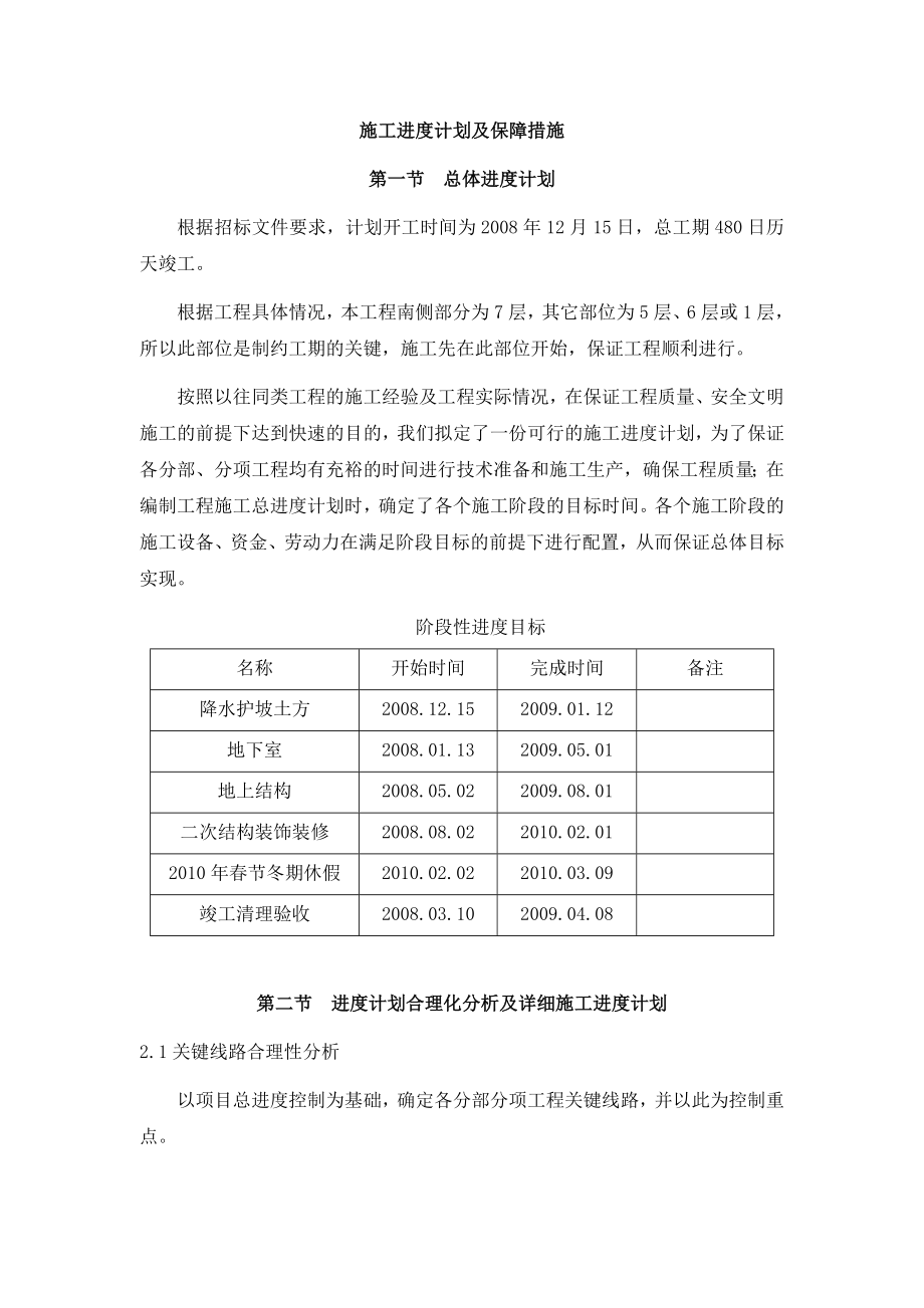 北京某办公楼施工进度计划及保障措施.doc_第2页