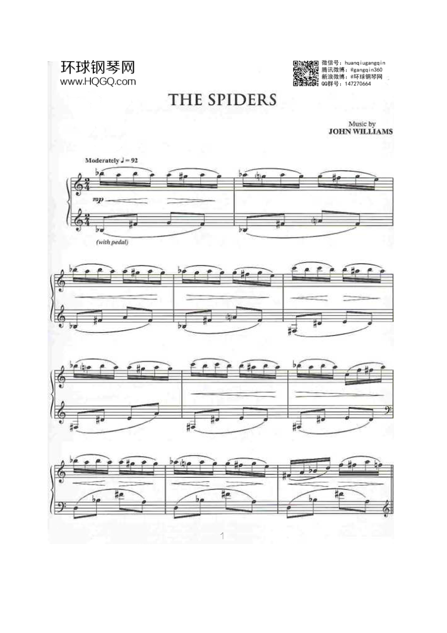 THE SPIDERS（选自电影《哈利波特与密室》原声乐钢琴谱合集） 钢琴谱.docx_第1页