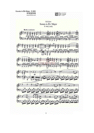 Sonata in Bb Major D.960（Bb大调奏鸣曲 D.960） 钢琴谱.docx