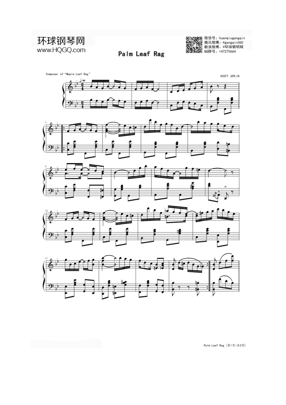 Palm Leaf Rag（棕榈叶拉格） 钢琴谱.docx_第1页