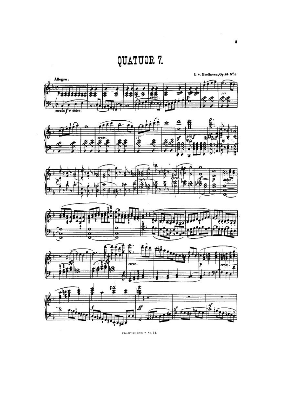 F大调第七弦乐四重奏 String Quartet No.7 in F Major Op.59 钢琴谱.docx_第1页