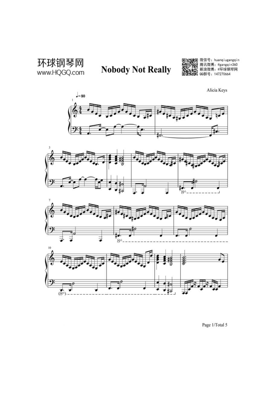 Nobody Not Really 钢琴谱.docx_第1页