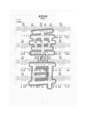 爱是怀疑吉他谱六线谱 陈奕迅 垂耳吉他Funk版高清弹唱谱E调指法编配 吉他谱.docx