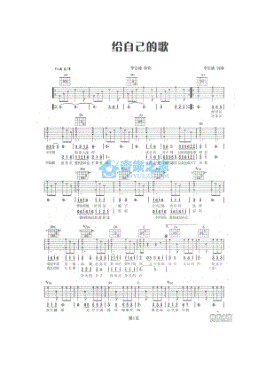 给自己的歌吉他谱六线谱 李宗盛 A调高清弹唱谱这首歌曲由李宗盛作词作曲并演唱非常不错的一首歌曲 吉他谱.docx