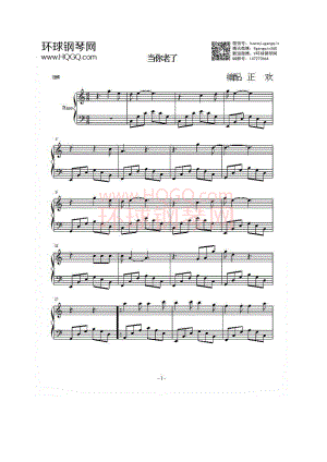 当你老了 钢琴谱.docx