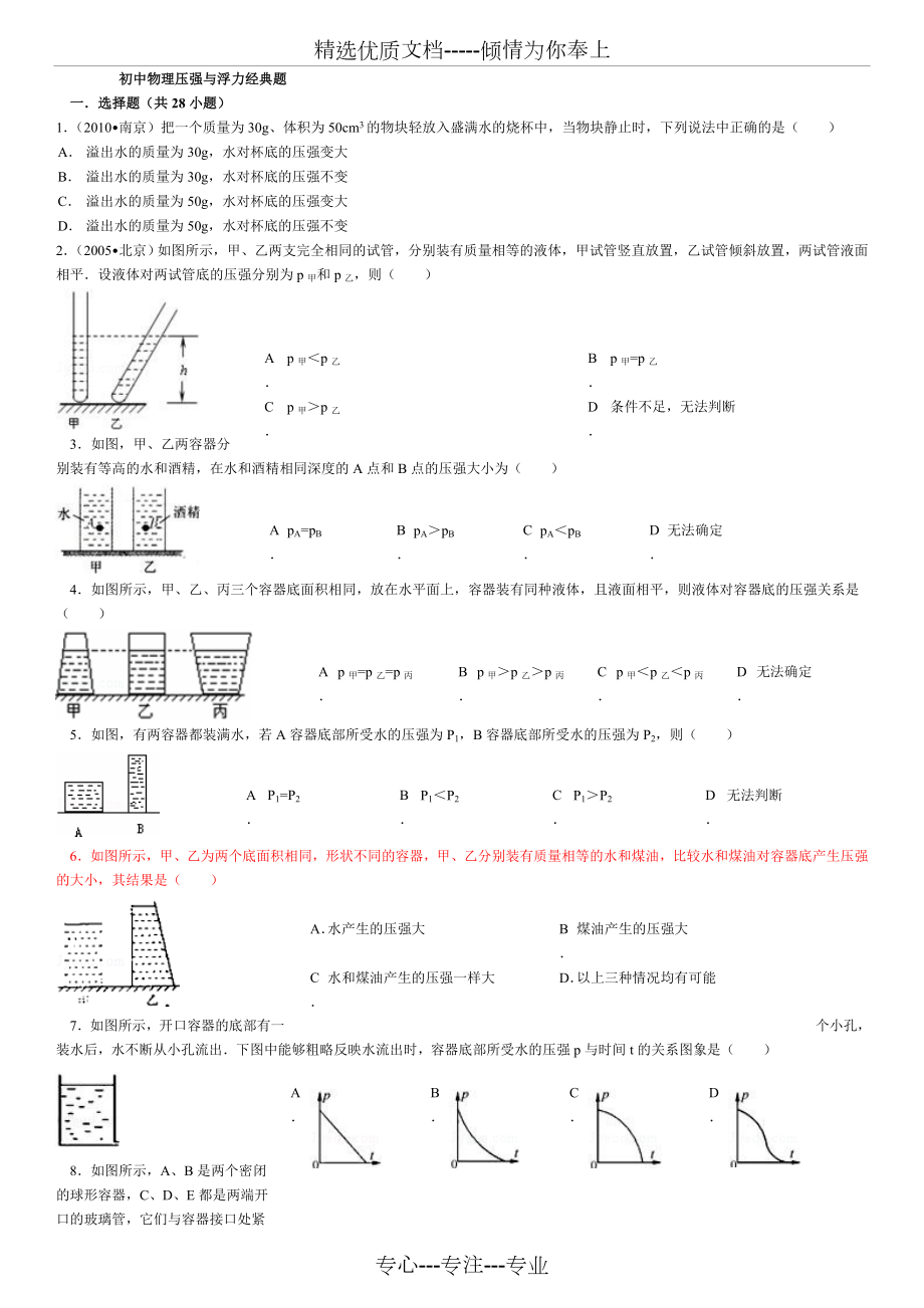 初中物理压强与浮力经典题.doc_第1页