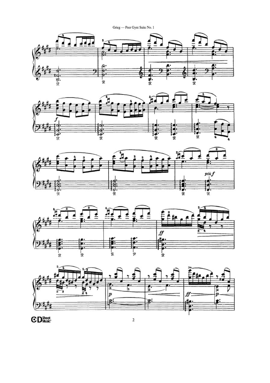 培尔·金特组曲 Peer Gynt Suite 钢琴谱.docx_第2页