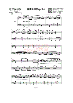 肖邦练习曲op10.4 钢琴谱.docx