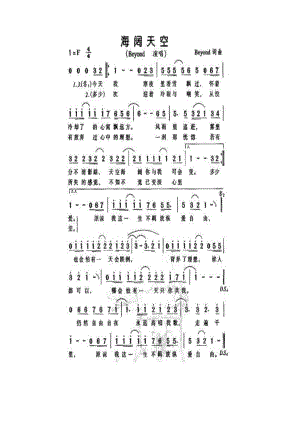 海阔天空 简谱海阔天空 吉他谱 吉他谱_5.docx