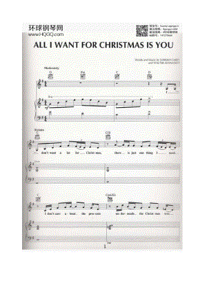 ALL I WANT FOU CHRISTMAS IS YOU（选自《Christmas》专辑弹唱版钢琴谱合集） 钢琴谱.docx