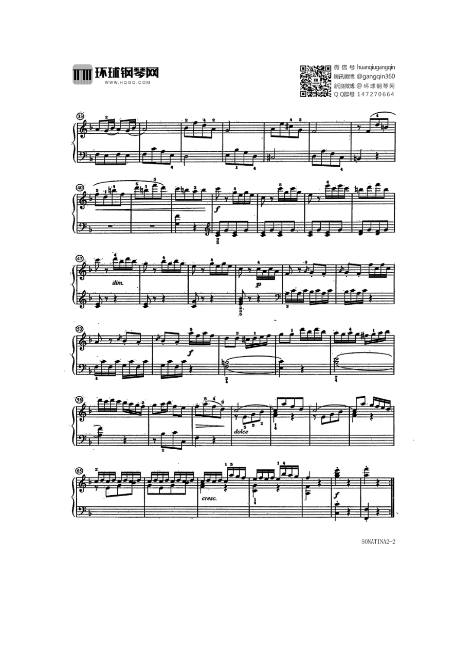 SONATINA(from Two Sonatinas,Anh5,No.2 First Movement) 钢琴谱.docx_第2页