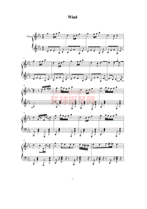 火影忍者主题曲Wind 钢琴谱.docx