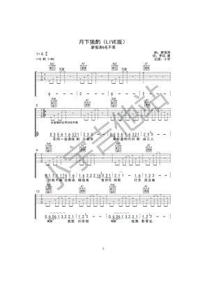 月下独酌吉他谱 廖俊涛&amp;毛不易 G调小宇吉他版 吉他谱.docx