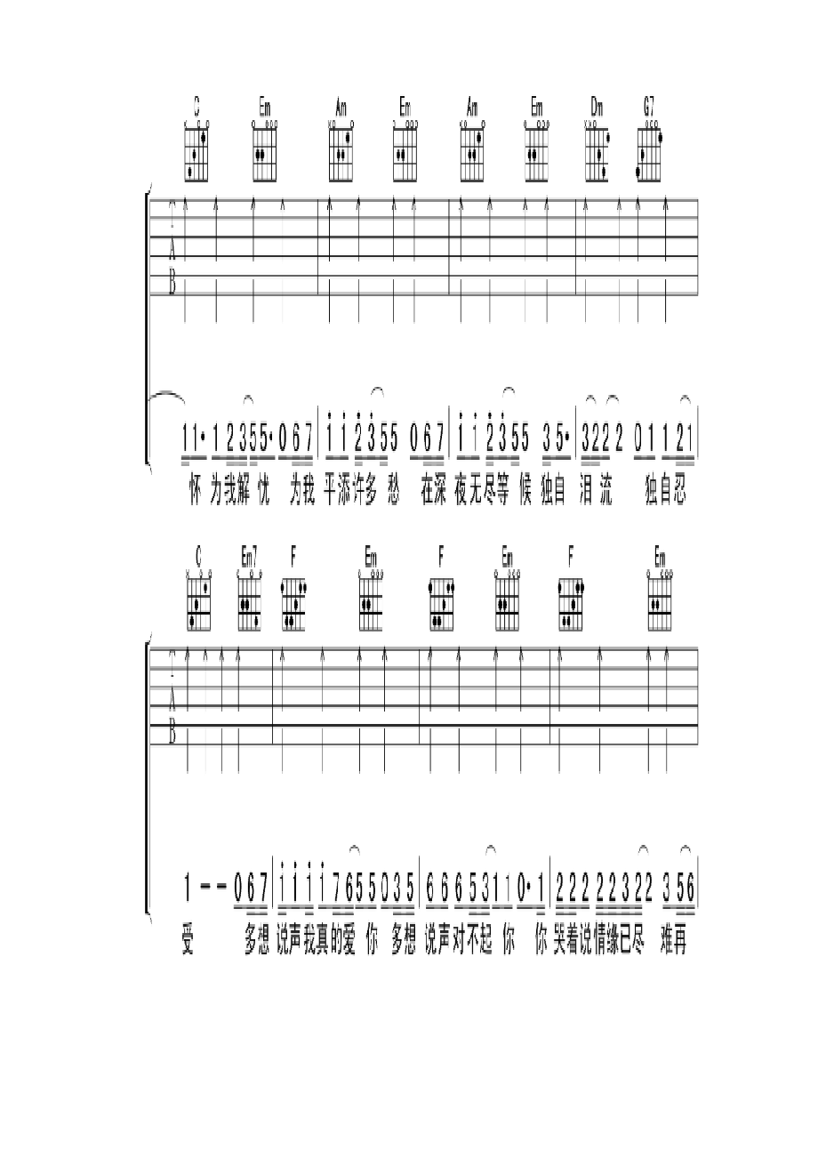 让我欢喜让我忧是歌手周华健1991年11月28日发行的一张专辑共收录10首歌曲制作人由李宗盛担任由滚石唱片发行吉他谱2.docx_第2页