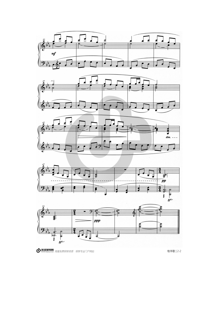牧羊歌（选自《九首山西民歌主题钢琴曲》） 钢琴谱.docx_第2页