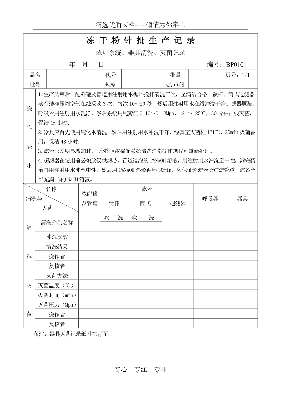 冻干粉针批生产记录.doc_第2页