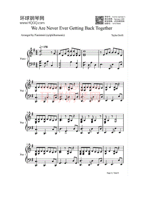 We Are Never Ever Getting Back Together（完整版） 钢琴谱.docx