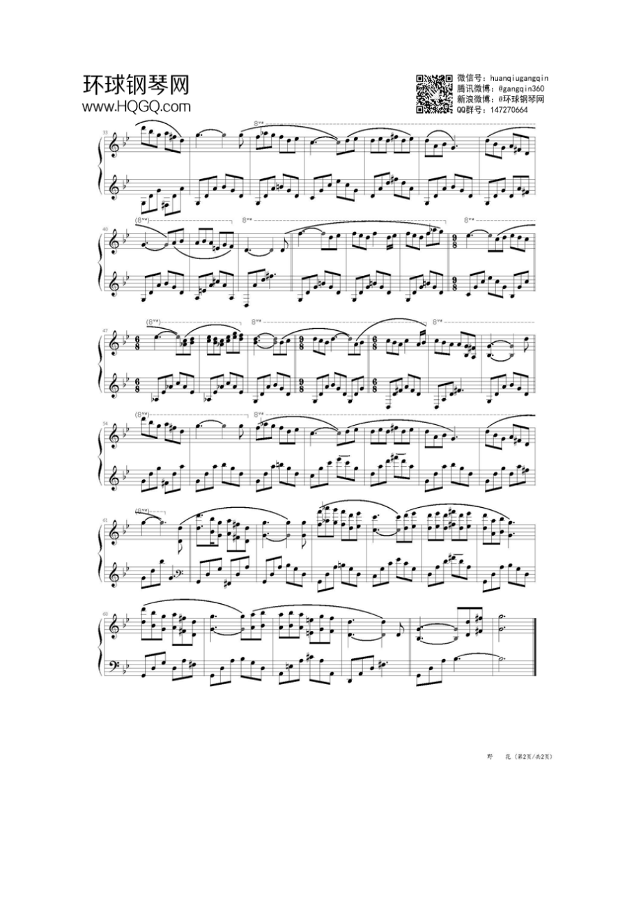 野花（钢琴版） 钢琴谱.docx_第2页