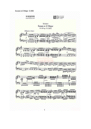 Sonata in D Major D.850（D大调奏鸣曲 D.850） 钢琴谱.docx