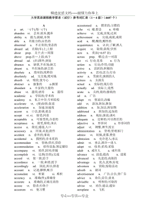 大学英语课程教学要求(试行)参考词汇表(1-4级).doc