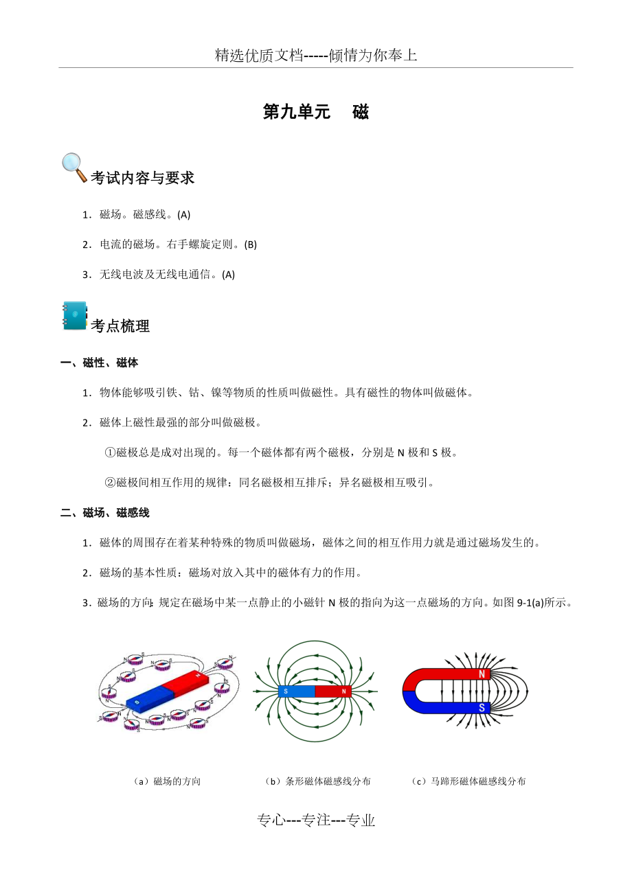 上海中考总复习第九单元磁.docx_第1页